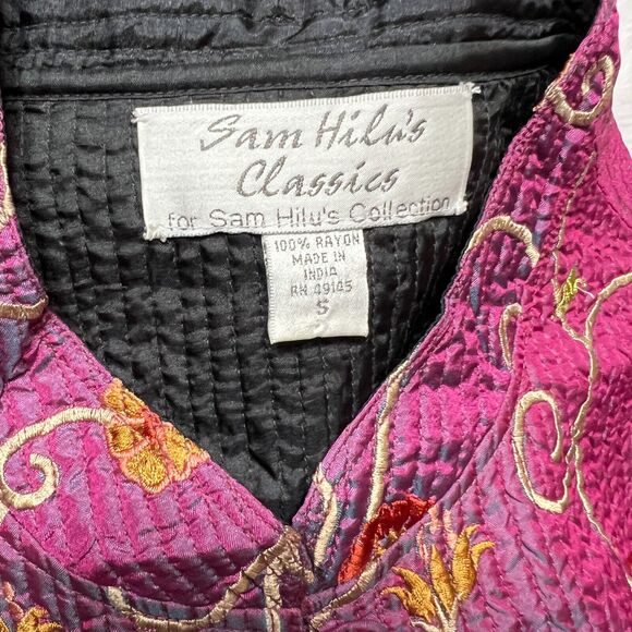 SAM HILU'S CLASSICS REVERSIBLE QUILTED JACKET FLORAL PURPLE / BLACK - Picture 5 of 9